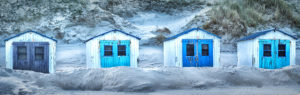 Netherlands, Holland, on the West Frisian island of Texel, North Holland, huts on the beach Netherlands, Holland, on the West Frisian island of Texel, North Holland, huts on the beach